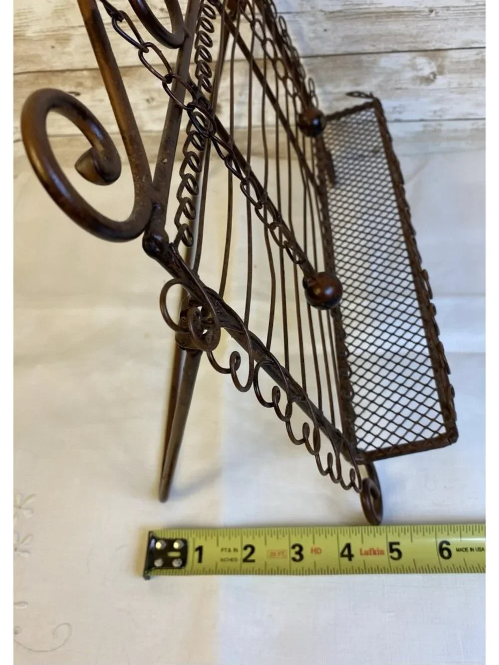Folding Book Stand Ornate Filigree Metal Desktop Bible Cookbook Page Weight FLAW